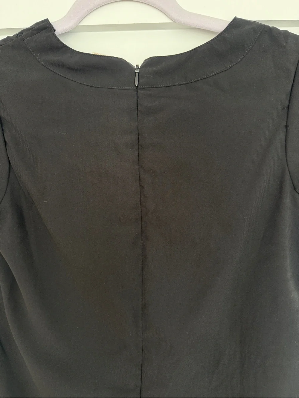 Black High Low Shift Dress with Tulip Sleeves | XS